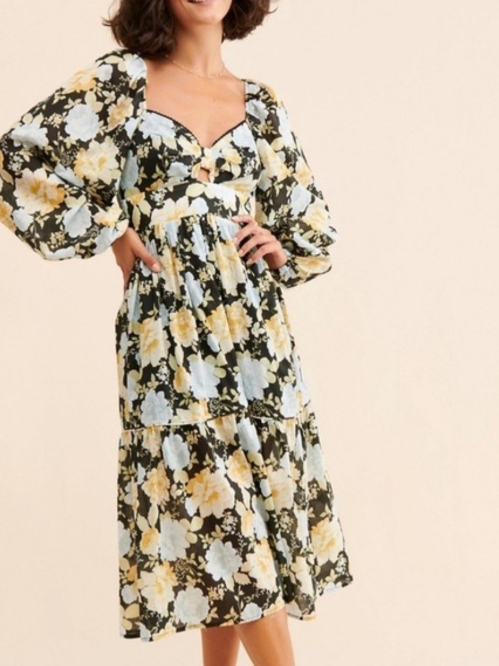 Sweetheart Floral Midi Dress From Anthropologie